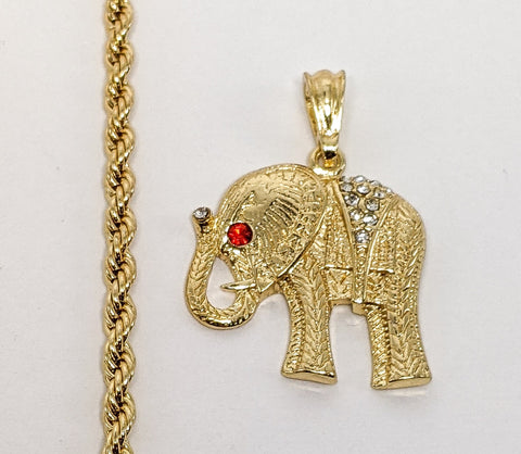 Plated Elephant 4mm Rope/Braided Chain Necklace