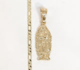 Plated Virgin Mary 3mm Figaro Chain Necklace