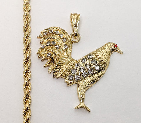 Plated Rooster Rope/Braided 4mm Chain Necklace