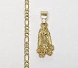 Plated Dainty Virgin Mary 3mm Figaro Chain Necklace