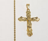 Plated Cross 2mm Rope/Braided Chain Necklace