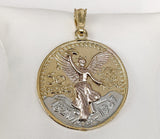 14K Plated Tri-Gold Mexican Centenario Coin 50 Pesos Pendant