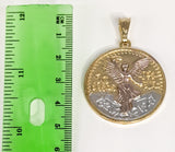 14K Plated Tri-Gold Mexican Centenario Coin 50 Pesos Pendant