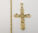 Plated Cross 3mm Rope/Braided Chain Necklace