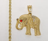 Plated Elephant 3mm Rope/Braided Chain Necklace