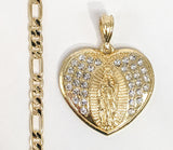 Plated Virgin Mary Pendant and Figaro Chain Set*