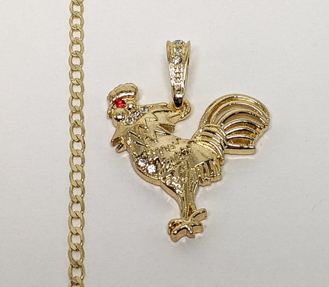 Plated Rooster 3mm Cuban Chain Necklace