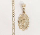 Plated Virgin Mary 4mm Figaro Chain Necklace