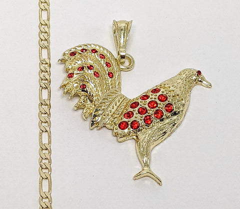 Plated Rooster Figaro 3mm Chain Necklace