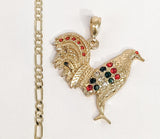 Plated Rooster Figaro 4mm Chain Necklace