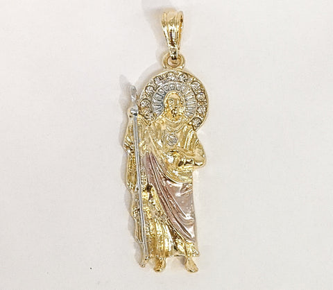 Plated Tri-Gold Saint Jude Thaddaeus Pendant