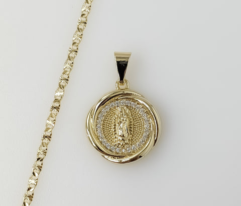 Plated Dainty Virgin Mary 2.5mm Star Chain Necklace