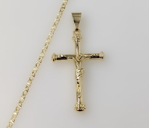 Spiritual Jesus Crucifix Cross Plated 2.5mm Star Chain Devotion Necklace