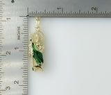 Plated Dainty Multicolor Saint Jude Pendant With Optional 14K 3mm Flat Mariner Anchor Chain Necklace