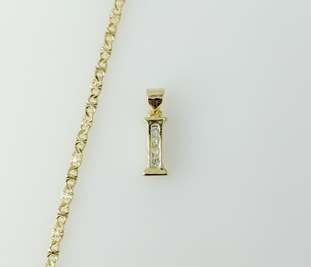 Plated Dainty Letter "I" 2.5mm Star Chain Necklace
