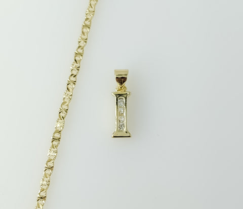 Plated Dainty Letter "I" 2.5mm Star Chain Necklace