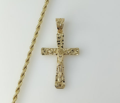 Plated Cross 4mm Rope/Braided Chain Necklace