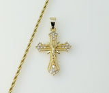 Gold plated small cross pendant on a 2mm braided chain necklace.