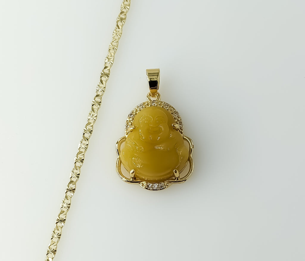A gold-plated dainty Buddha-shaped star chain necklace with delicate links.