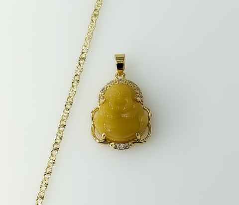 A gold-plated dainty Buddha-shaped star chain necklace with delicate links.