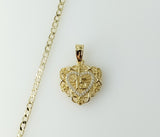 Plated Dainty Heart "My 15" Quince 14K 3mm Cuban Chain Necklace