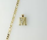 Plated Dainty Letter "M" 3mm Figaro Chain Necklace