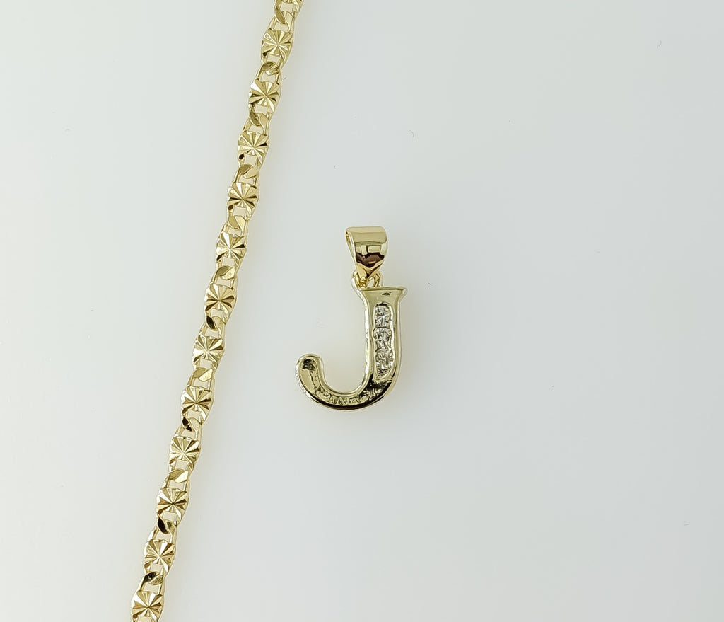 Plated Dainty Letter "J" 3mm Star Chain Necklace