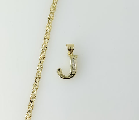 Plated Dainty Letter "J" 3mm Star Chain Necklace