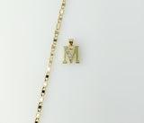 Plated Dainty Letter "M" 3mm Flat Mariner Anchor Chain Necklace