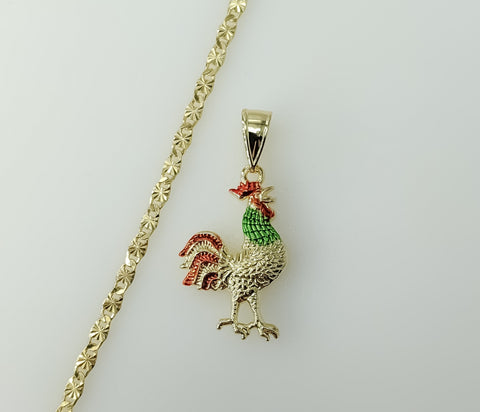 Country Cottagecore Multicolor Dainty Rooster Plated 3mm Star Chain Necklace