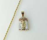 Plated Tri-Color Jesus 2mm Rope/Braided Chain Necklace