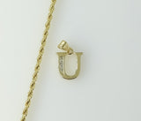Plated sterling silver dainty rope braided chain necklace with letter "U" pendant.

Silver plated rope braided chain nec