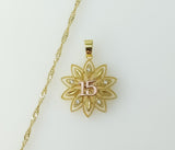 Dainty multicolor 14K gold plated twist chain necklace with intricate quince design.