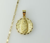 Gold-plated Virgin Mary star pendant on a 2mm solid chain necklace.
Gold-plated Virgin Mary star pendant suspended from