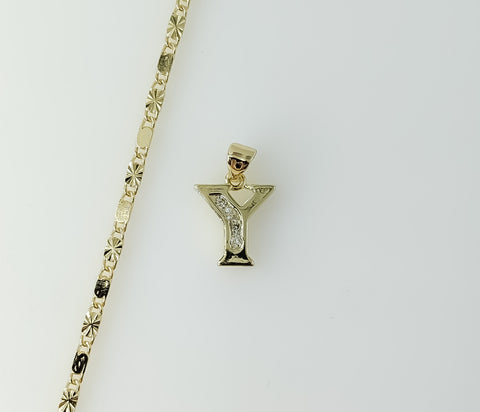 Plated Dainty Letter "Y" 2mm Star Solid Chain Necklace