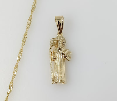 Plated Small Saint Benedict 14K Twist Chain Necklace