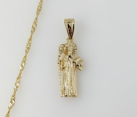 Plated Small Saint Benedict 14K Twist Chain Necklace