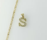 Gold Plated Star Chain Necklace featuring a Dainty 2.5mm Letter "S" Pendant.
Gold Plated Star Chain Necklace with a Smal