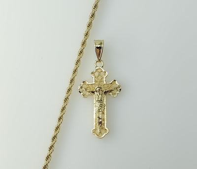 Plated Cross 3mm Rope/Braided Chain Necklace