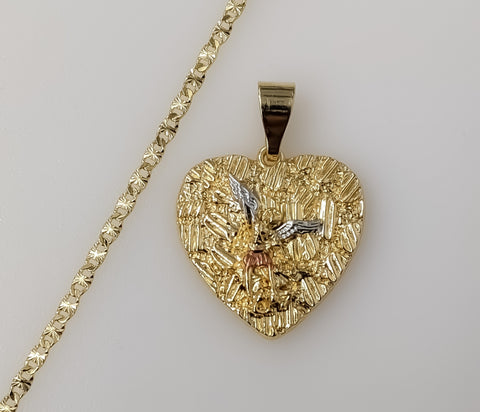 Gold plated chain necklace featuring an archangel pendant design
Gold plated chain necklace with a pendant of Saint Mic