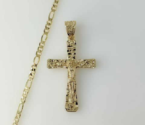 Plated Cross 4mm Figaro Chain Necklace