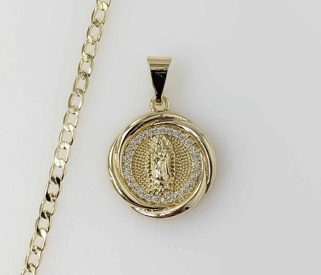 Plated Dainty Virgin Mary 14K 3mm Cuban Chain Necklace