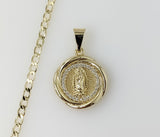 Plated Dainty Virgin Mary 14K 3mm Cuban Chain Necklace