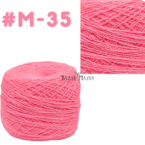 Pink 100g Crystal Glitter Crochet Mexican Yarn Hilo Estambre Cristal Brillo #M-35