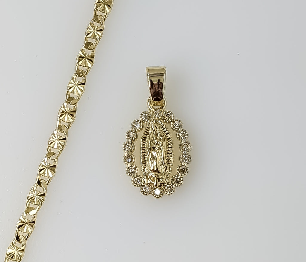 Plated Dainty Virgin Mary 3mm Star Chain Necklace