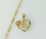 A delicate gold plated 3mm figaro chain necklace with a small heart pendant.

A small gold plated figaro chain necklace
