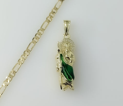 Saint Jude Dainty Multicolor Plated 3mm Figaro Chain Devotion Necklace