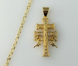 Plated Holy Cross of Caravaca 3mm Star Chain Necklace