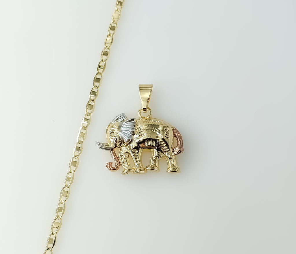 Gold-plated mariner anchor chain necklace with tri-color elephant detail
Gold-plated flat mariner anchor chain necklace