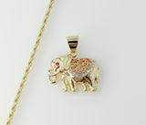 Plated Tri-Color Elephant 2mm Rope/Braided Chain Necklace